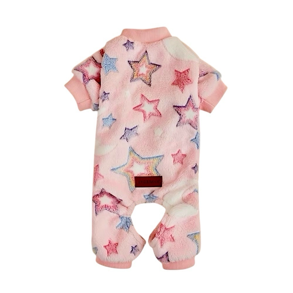 ULTRA SOFT STAR PATTERNED DOG ONSIE IN PINK - BRAND NEW - Picture 2 of 7